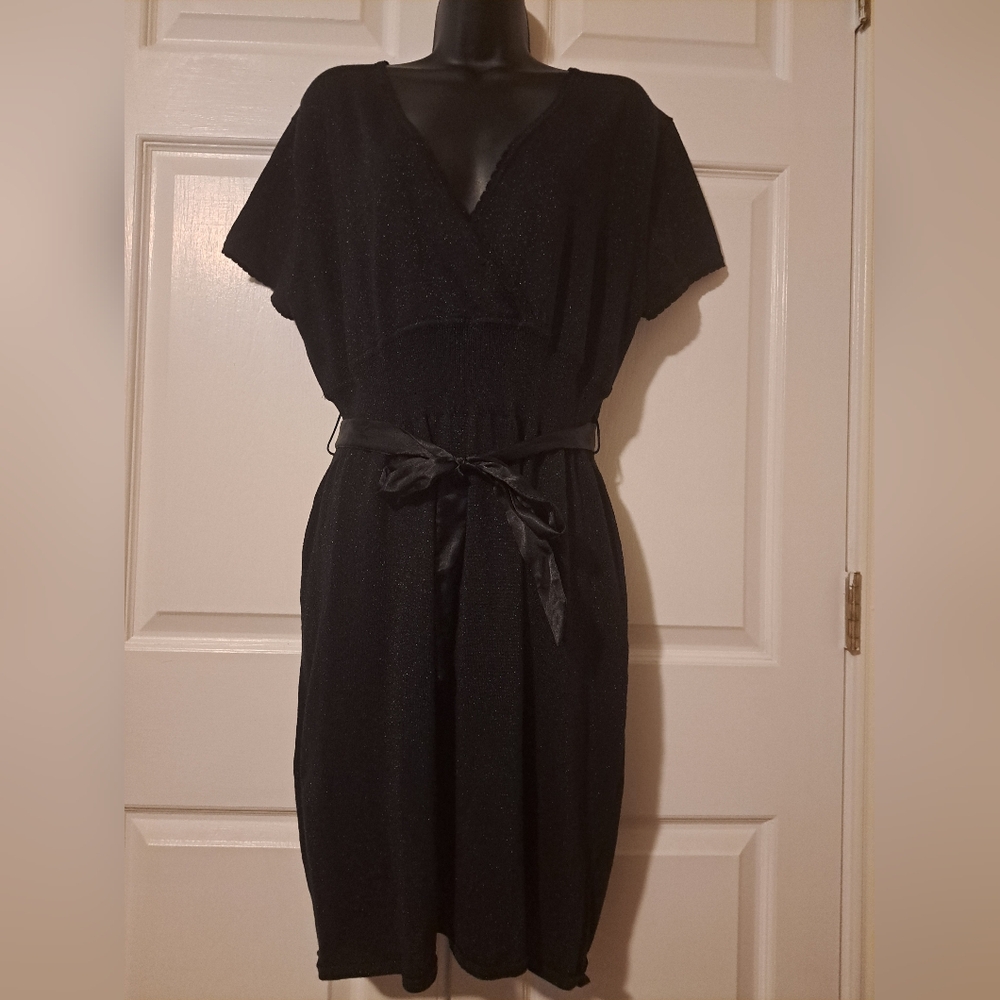 Say What? Black Midi Dress with Belt.